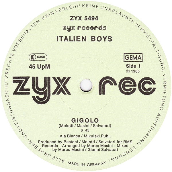 Italian Boys - Gigolo | ZYX Records (ZYX 5494) - 3