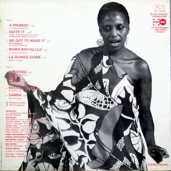 Miriam Makeba - A Promise | Disques Espérance (ESP 155 506) - 2 Miriam Makeba - A Promise | Disques Espérance (ESP 155 506) - 2