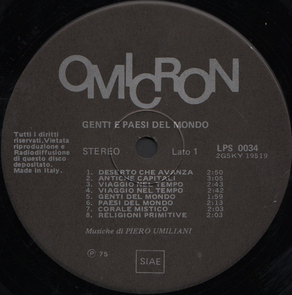 Piero Umiliani - Genti E Paesi Del Mondo | Omicron (LPS 0034) - 3