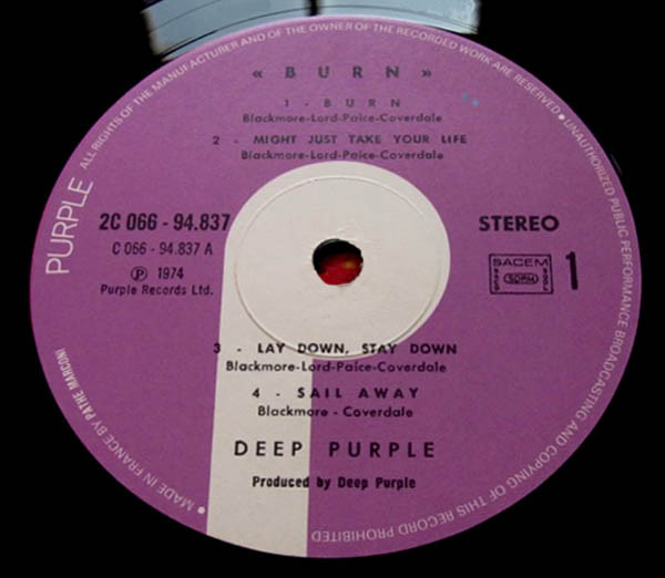 Deep Purple - Burn | Purple Records (2 C 066 - 94837) - 3