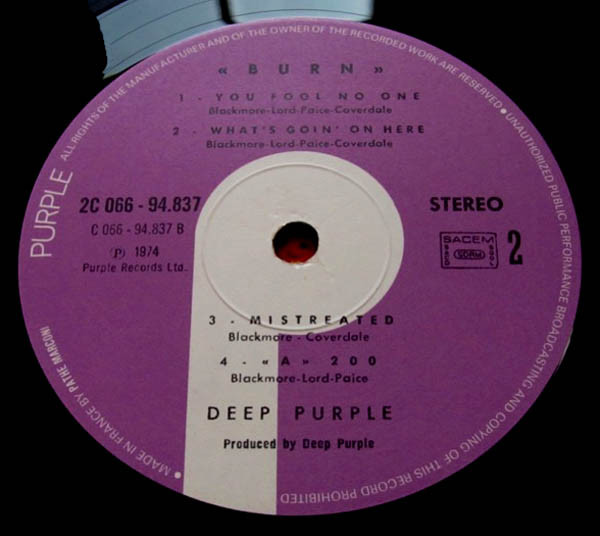 Deep Purple - Burn | Purple Records (2 C 066 - 94837) - 4