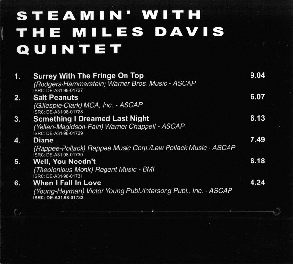 The Miles Davis Quintet - Steamin' With The Miles Davis Quintet | Original Jazz Classics (OJC20 391-2) - 2