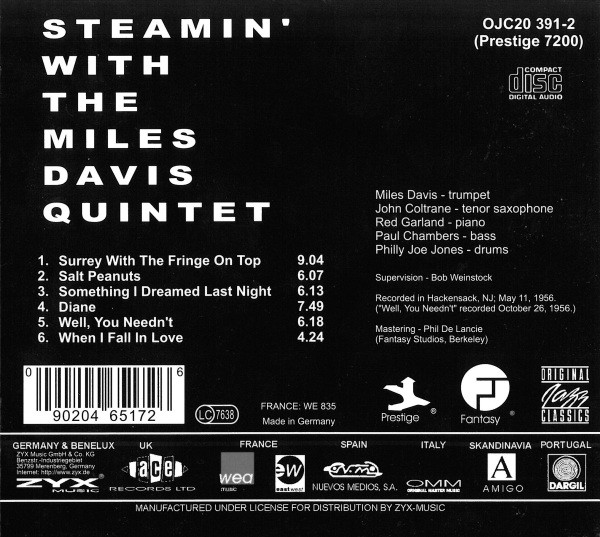The Miles Davis Quintet - Steamin' With The Miles Davis Quintet | Original Jazz Classics (OJC20 391-2) - 4