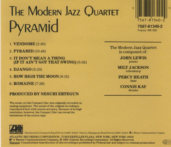 The Modern Jazz Quartet - Pyramid | Atlantic (7567-81340-2) - 2