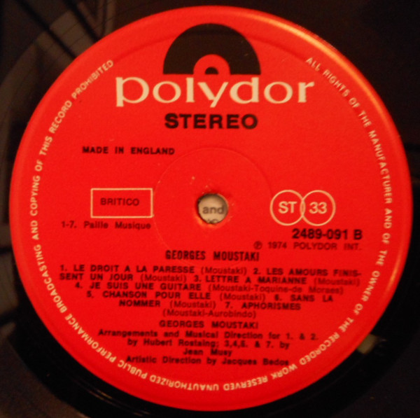 Georges Moustaki - Georges Moustaki | Polydor (2489 091) - 4
