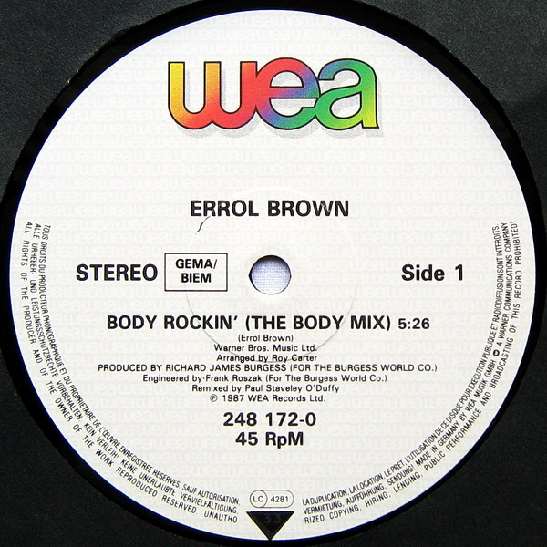 Errol Brown - Body Rockin' | WEA (248 172-0) - 3 Errol Brown - Body Rockin' | WEA (248 172-0) - 3