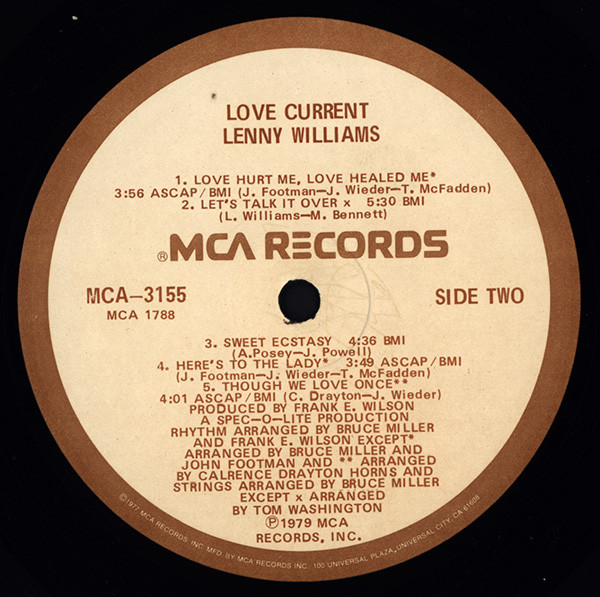 Lenny Williams - Love Current | MCA Records (MCA-3155) - 3