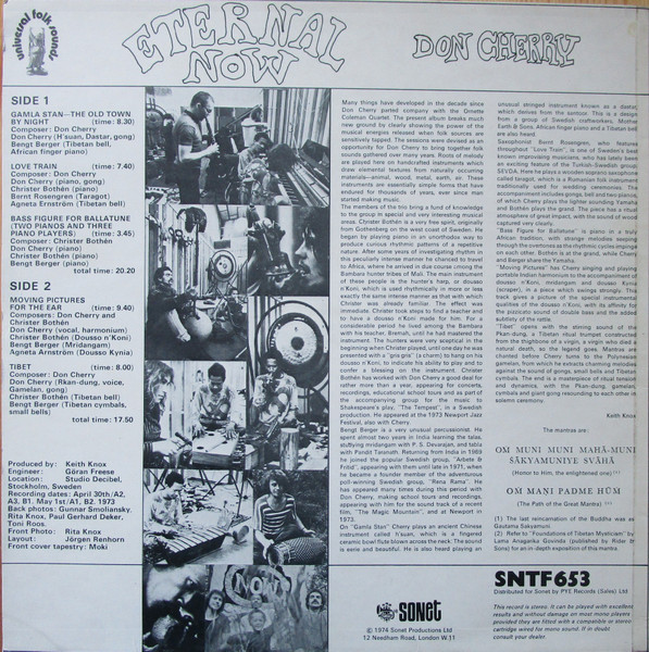 Don Cherry - Eternal Now | Sonet (SNTF 653) - 2