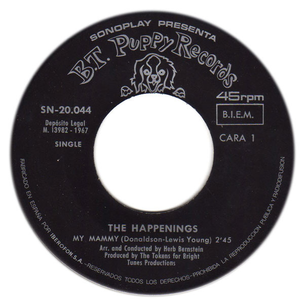 The Happenings - My Mammy | B.T. Puppy Records (SN 20.044)