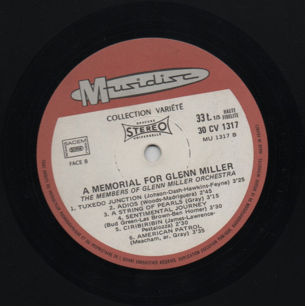 The Glenn Miller Orchestra - A Memorial For Glenn Miller | Musidisc (30 CV 1317) - 4 The Glenn Miller Orchestra - A Memorial For Glenn Miller | Musidisc (30 CV 1317) - 4