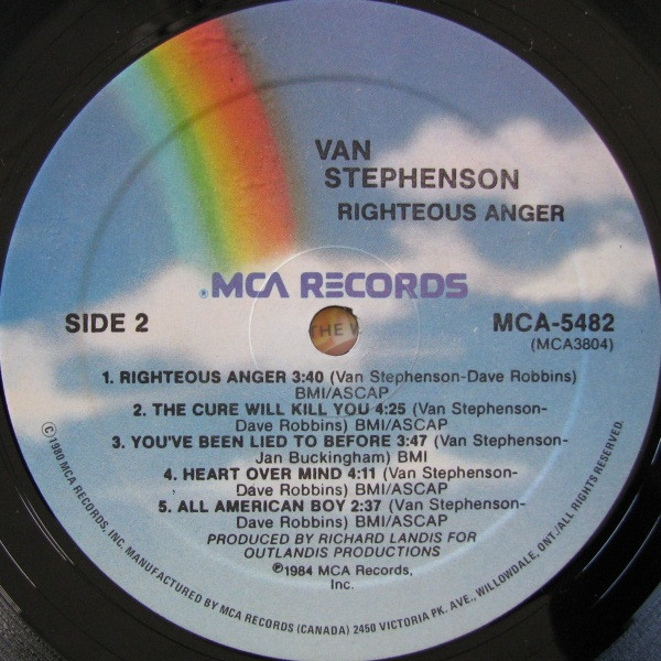 Van Stephenson - Righteous Anger | MCA Records (MCA-5482) - 4