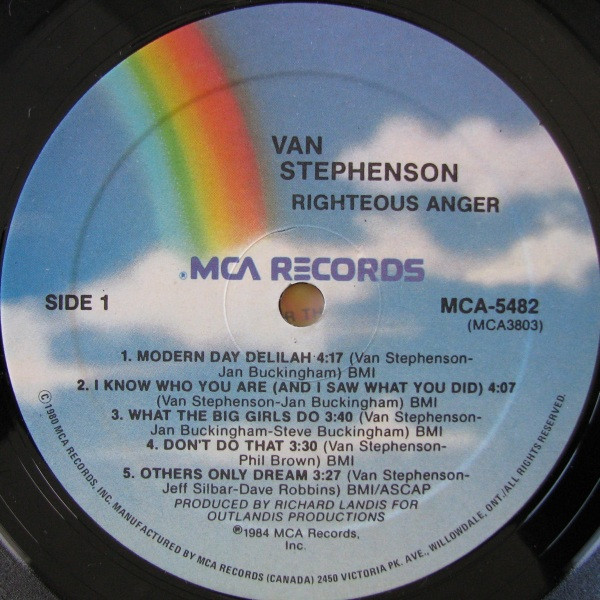 Van Stephenson - Righteous Anger | MCA Records (MCA-5482) - 3