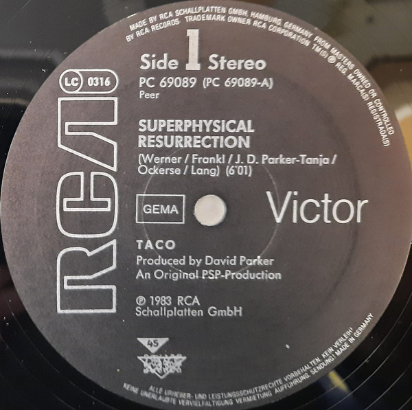 Taco - Superphysical Resurrection | RCA (PC 69089) - 2