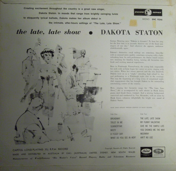 Dakota Staton - The Late, Late Show | Capitol Records (ENC 9346) - 2