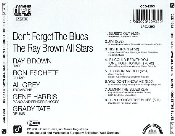 Ray Brown's All Stars - Don't Forget The Blues | Concord Jazz (CCD 4293) - 2 Ray Brown's All Stars - Don't Forget The Blues | Concord Jazz (CCD 4293) - 2