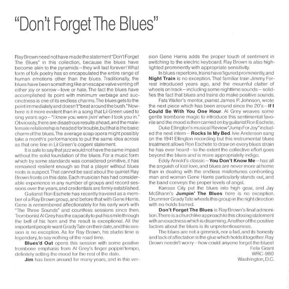 Ray Brown's All Stars - Don't Forget The Blues | Concord Jazz (CCD 4293) - 4 Ray Brown's All Stars - Don't Forget The Blues | Concord Jazz (CCD 4293) - 4
