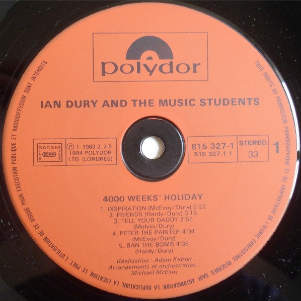 Ian Dury And The Music Students - 4.000 Weeks' Holiday | Polydor (815 327-1) - 3
