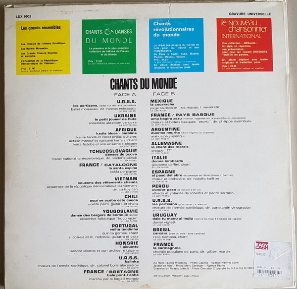 Various - Chants Du Monde | Le Chant Du Monde (LDX 1602) - 2