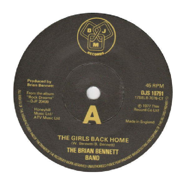 Brian Bennett Band - The Girls Back Home | DJM Records (DJS 19791) - 2