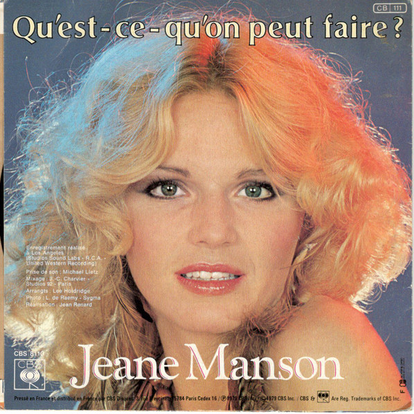 Jeane Manson - Vis Ta Vie | CBS (CBS 8110) - 2