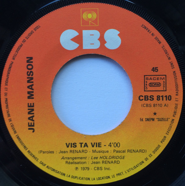 Jeane Manson - Vis Ta Vie | CBS (CBS 8110) - 3