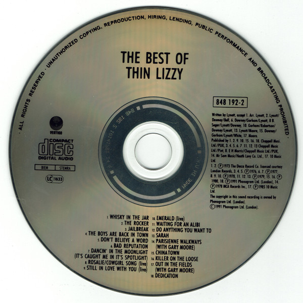 Thin Lizzy - Dedication: The Very Best Of Thin Lizzy | Vertigo (848 192-2) - 3