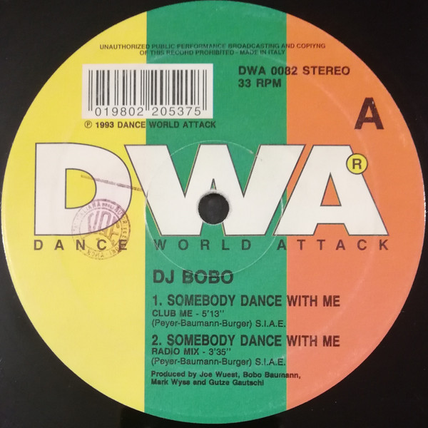 DJ BoBo - Somebody Dance With Me (12") [Vinyl] | DWA (Dance World Attack) (DWA 0082) - 2