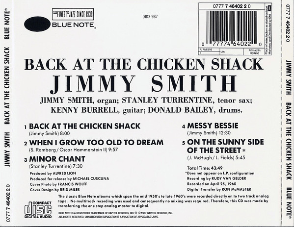 Jimmy Smith - Back At The Chicken Shack | Blue Note (0777 7 46402 2 0) - 3