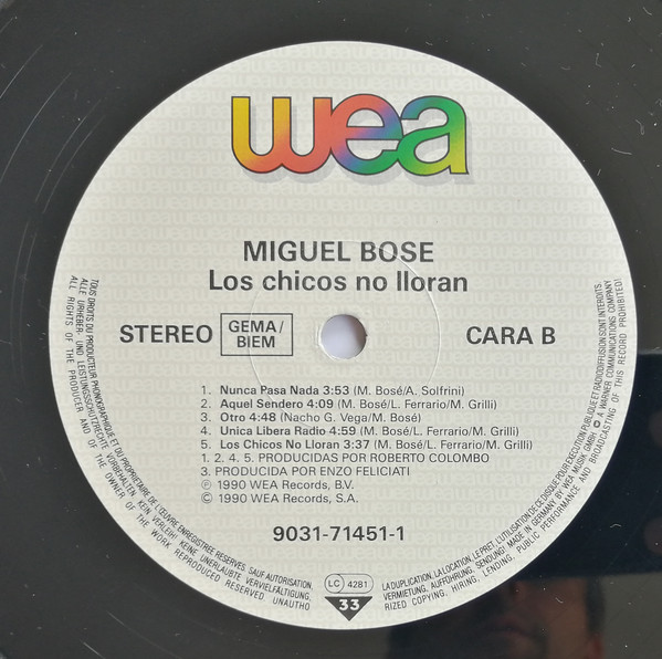 Miguel Bosé - Los Chicos No Lloran | WEA (9031-71451-1) - 4
