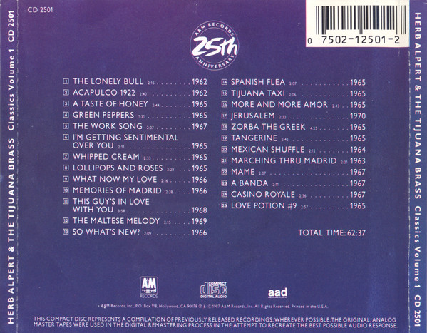 Herb Alpert & The Tijuana Brass - Classics Volume 1 | A&M Records (CD 2501) - 2