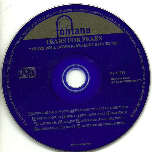 Tears For Fears - Tears Roll Down (Greatest Hits 82-92) | Fontana (P2 10939) - 2 Tears For Fears - Tears Roll Down (Greatest Hits 82-92) | Fontana (P2 10939) - 2