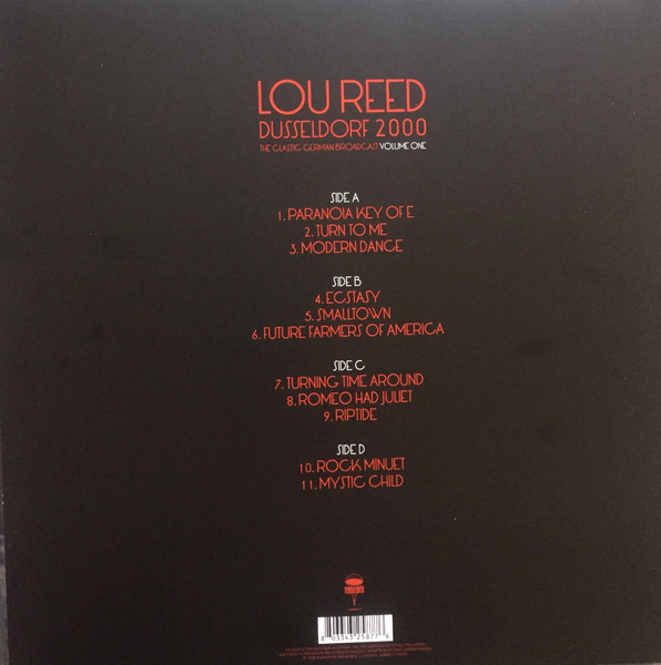 Lou Reed - Dusseldorf 2000 (The Classic German Broadcast Volume One) | Parachute Recording Company (PARA394LP) - 4 Lou Reed - Dusseldorf 2000 (The Classic German Broadcast Volume One) | Parachute Recording Company (PARA394LP) - 4