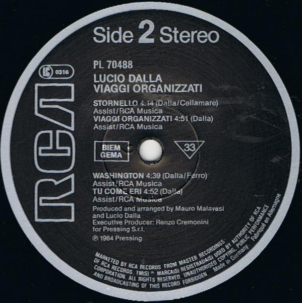 Lucio Dalla - Viaggi Organizzati | RCA (PL 70488) - main