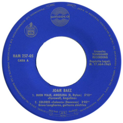 Joan Baez - Farewell, Angelina | Hispavox (HAM 257-05) - 3