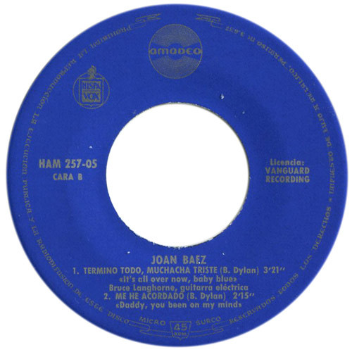 Joan Baez - Farewell, Angelina | Hispavox (HAM 257-05) - 4