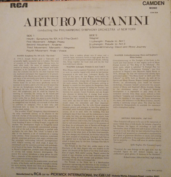 Arturo Toscanini Conducting Philharmonic-Symphony Orchestra Of New York - Dawn And Siegfried's Rhine Journey (From Götterdammerung); Symphony No. 101 In D ("The Clock"); Prelude To Acts 1 & 3 Of Lohengrin | RCA Camden (CDM 1054) - 2 Arturo Toscanini Conducting Philharmonic-Symphony Orchestra Of New York - Dawn And Siegfried's Rhine Journey (From Götterdammerung); Symphony No. 101 In D ("The Clock"); Prelude To Acts 1 & 3 Of Lohengrin | RCA Camden (CDM 1054) - 2