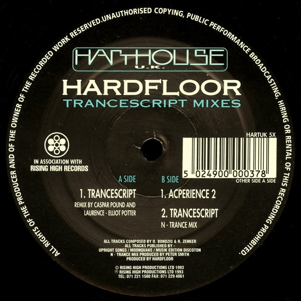 Hardfloor - Trancescript Mixes | Harthouse U.K. (HARTUK 5X) - 3 Hardfloor - Trancescript Mixes | Harthouse U.K. (HARTUK 5X) - 3