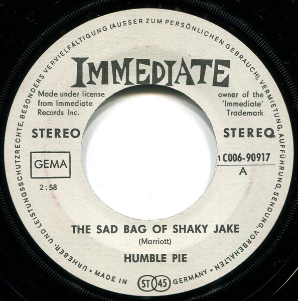 Humble Pie - The Sad Bag Of Shaky Jake / Cold Lady | Immediate (1C 006-90917) - 3