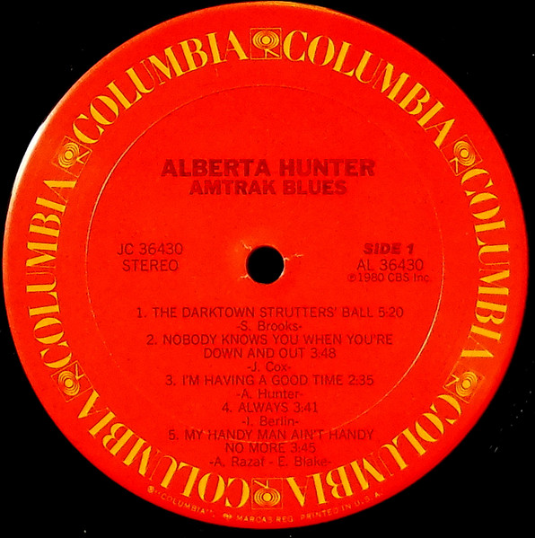 Alberta Hunter - Amtrak Blues | Columbia (JC 36430) - 3 Alberta Hunter - Amtrak Blues | Columbia (JC 36430) - 3