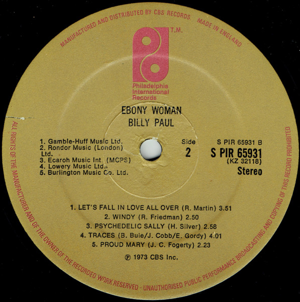 Billy Paul - Ebony Woman | Philadelphia International Records (PIR 65931) - 4 Billy Paul - Ebony Woman | Philadelphia International Records (PIR 65931) - 4