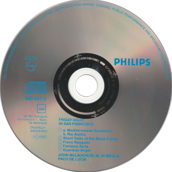John McLaughlin , Al Di Meola , Paco De Lucía - Friday Night In San Francisco | Philips (800 047-2) - 4