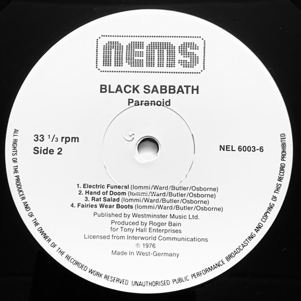 Black Sabbath - Paranoid | Castle Communications (NEL 6003) - 4 Black Sabbath - Paranoid | Castle Communications (NEL 6003) - 4
