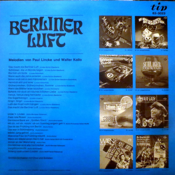 Walter Kollo Und Paul Lincke - Berliner Luft - Melodien Von Walter Kollo Und Paul Lincke | Tip (63-3023) - 2 Walter Kollo Und Paul Lincke - Berliner Luft - Melodien Von Walter Kollo Und Paul Lincke | Tip (63-3023) - 2