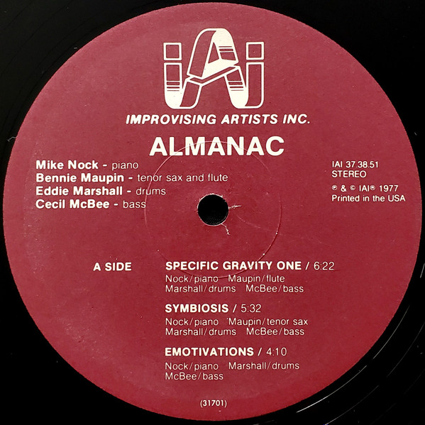 Mike Nock / Bennie Maupin / Cecil McBee / Eddie Marshall - Almanac | Improvising Artists Inc. (IAI 37.38.51) - 3 Mike Nock / Bennie Maupin / Cecil McBee / Eddie Marshall - Almanac | Improvising Artists Inc. (IAI 37.38.51) - 3
