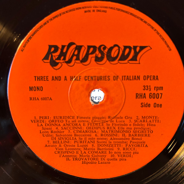 Various - Three And A Half Centuries Of Italian Opera | Rhapsody (RHA 6007) - 3 Various - Three And A Half Centuries Of Italian Opera | Rhapsody (RHA 6007) - 3