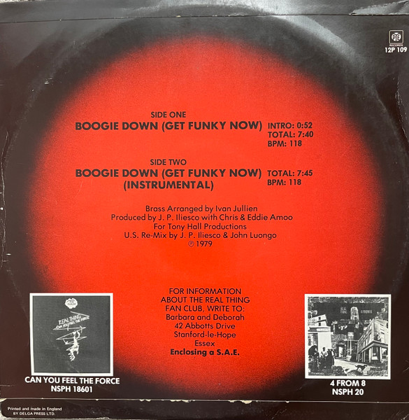 The Real Thing - Boogie Down (Get Funky Now) (Special U.S. Disco Mix) | Pye Records (12P 109) - 2 The Real Thing - Boogie Down (Get Funky Now) (Special U.S. Disco Mix) | Pye Records (12P 109) - 2