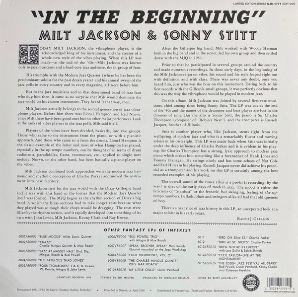 Milt Jackson & Sonny Stitt - In The Beginning | Original Jazz Classics (OJC-1771) - 2 Milt Jackson & Sonny Stitt - In The Beginning | Original Jazz Classics (OJC-1771) - 2