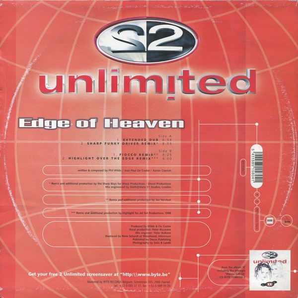 2 Unlimited - Edge Of Heaven | Byte Records (BY 059804-12) - 2