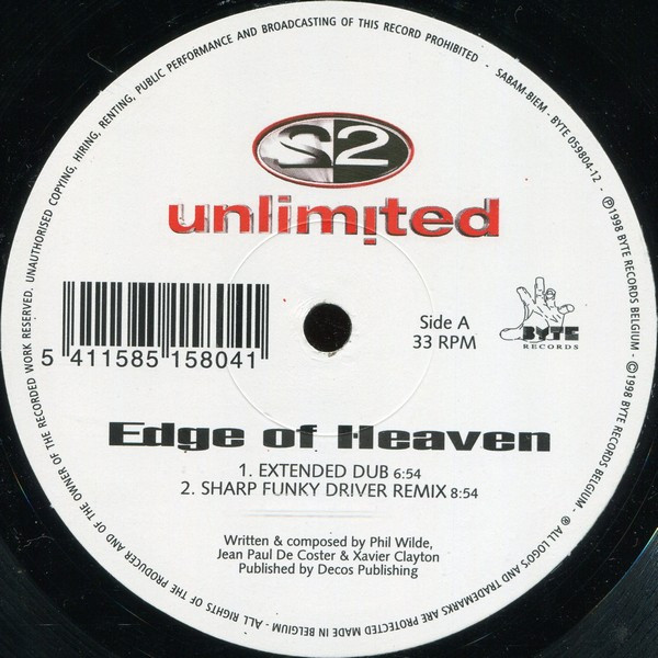 2 Unlimited - Edge Of Heaven | Byte Records (BY 059804-12) - 3