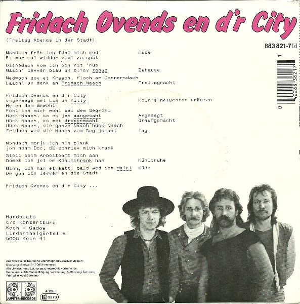 Hardbeats - Fridach Ovends En D'r City | Jupiter Records (883 821-7) - 2